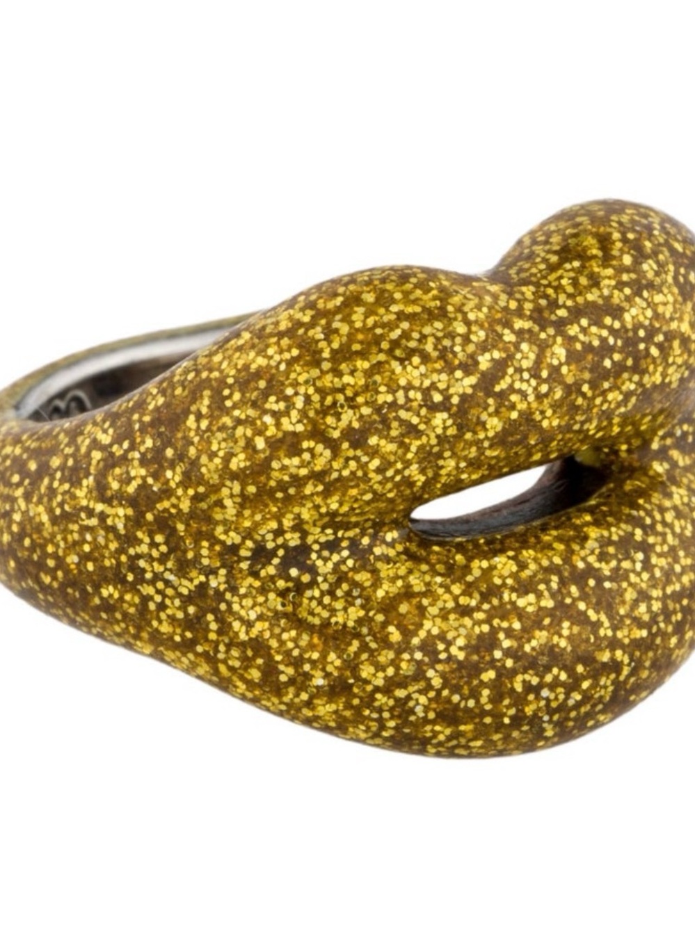 Solange Gold Glitter Lip-Shaped Ring